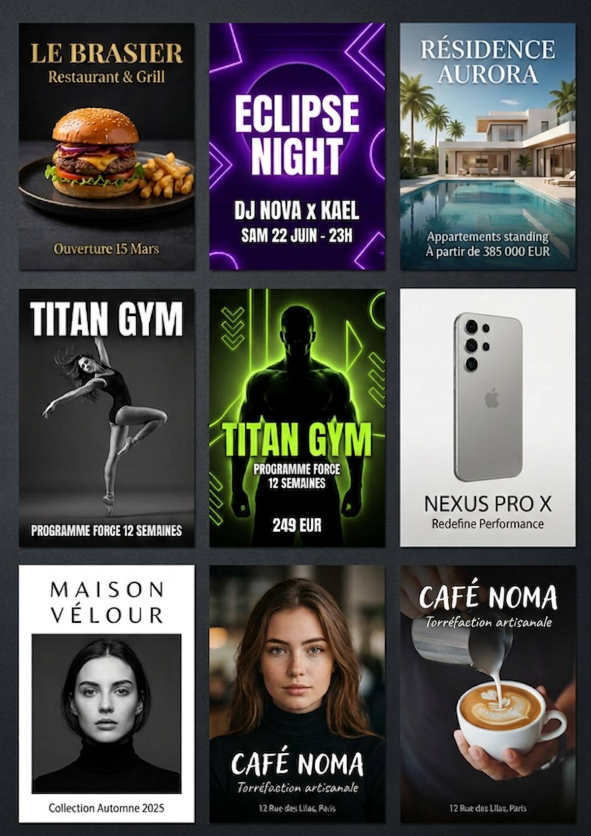 Planche de créations premium & lifestyle