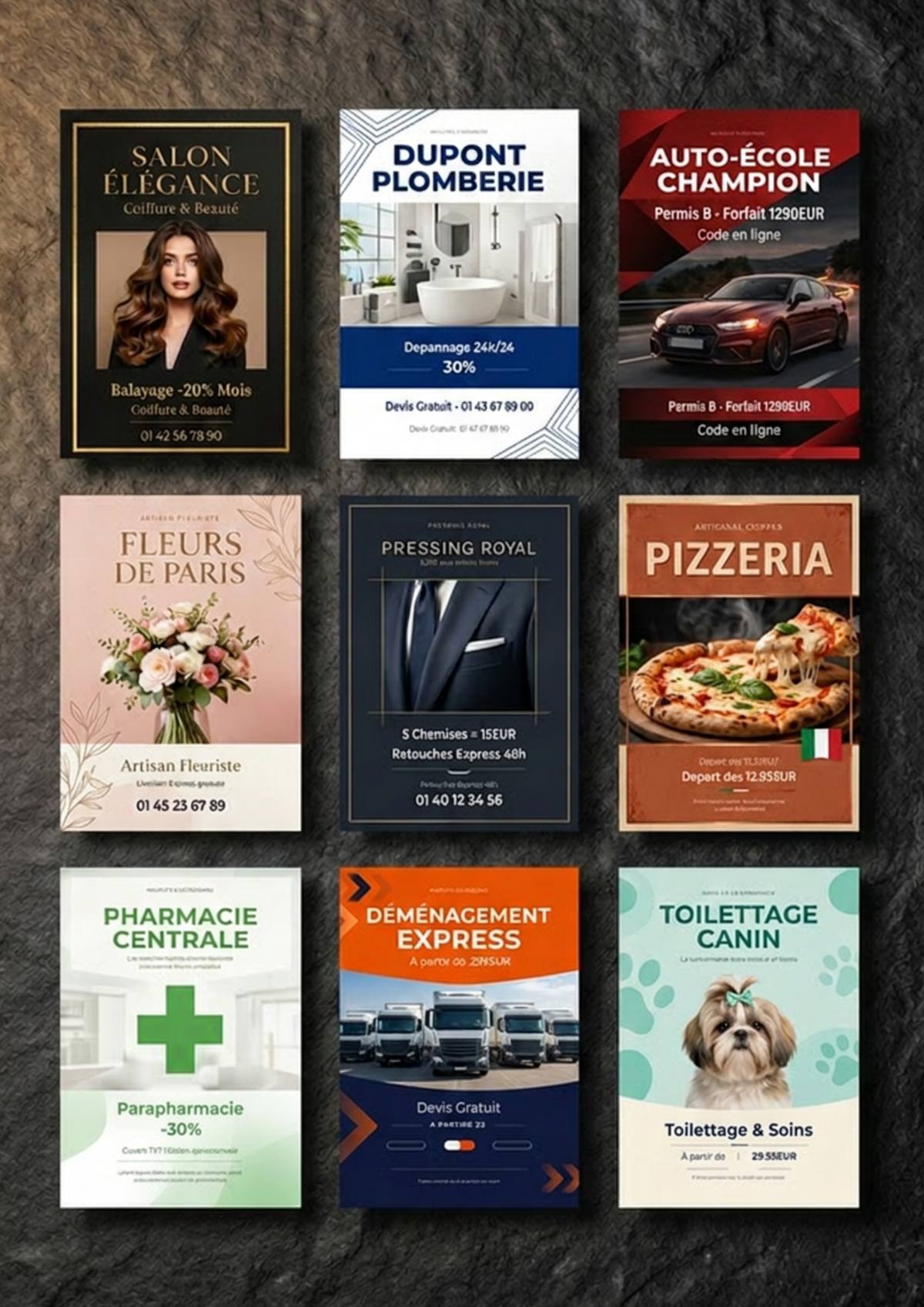 Planche de créations commerces & services
